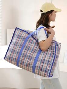 重型可折叠拉链手提袋，大号便携行李袋，男女通用旅行防水防尘防潮搬家袋，无纺布毯式衣物收纳袋，圣诞树收纳袋，旅行商务学习必备 - 彩色 - 查看 6