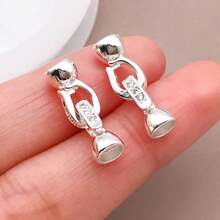 2个6x20毫米现代优雅镀铜18K金及厚银色和铂金首饰扣，镶嵌微型锆石，适用于DIY项链和手链——完美的情人节礼物 - 彩色 - 查看 16