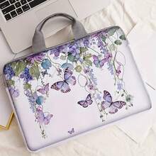 One-Piece Set, Two Styles, Purple Butterfly Print Laptop Bag And Briefcase, Suitable For 14-Inch Laptops VEKQ - There Is a Handle - View 9