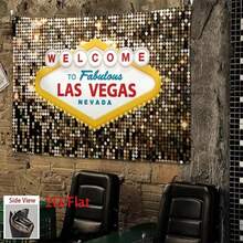 1pc Fabulous Las Vegas Welcome Sign Backdrop  2D/Flat Polyester Party With Glittery WELCOME To Fabulous Las Vegas Design Weddings, Birthdays, Bar & Cafe Decor, No Electricity Needed, Las Vegas Pa - 多色 - 查看 6