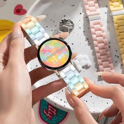 Dây đeo cầu vồng 20mm 22mm cho Galaxy Watch 7/6/5/4/Active 2 40mm 44mm, Vòng đeo tay nữ cho GTS 2-2e-2mini-3, Đồng hồ GT2/6/5 42mm 46mm GT Runner