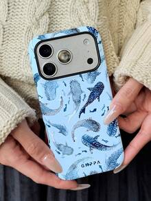 Una elegante funda para teléfono que no incluye cordón ni soporte. Funda para teléfono con diseño de tiburón ballena, adecuada para Phone 17 Pro, 15 Pro, 14 Pro. Funda para teléfono coreana, elegante e interesante, compatible con 11/12/13/14/15/16 Pro Plus. Diseño elegante adecuado tanto para hombres como para mujeres. Regalo para Navidad, Día de San Valentín, Pascua, temporada de bodas y cumpleaños para novias. - Celeste - Ver 4