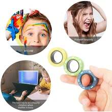 Anillos magnéticos Fidget Toy Set Adult Fidget Magnets Spinner Rings Fidget Pack Gran regalo para adultos Adolescentes Niños (3PCS) SSZH - Negro - Ver 4