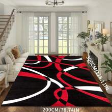 1pc Modern Geometric Area Rug, Black And Red Fashionable Home Decor Carpet, Abstract Art Pattern Floor Mat, Living Room Bedroom Rug, Entryway Doormat Christmas Decor Kitchen Rug - Multicolor - View 27