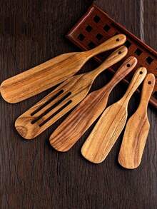 Bộ 5 dụng cụ nhà bếp chống dính cán dài, muỗng xới lớn, muỗng xào nấu ăn tiện dụng, thích hợp làm pizza, tráng miệng, salad. - Nhiều màu - Xem 5