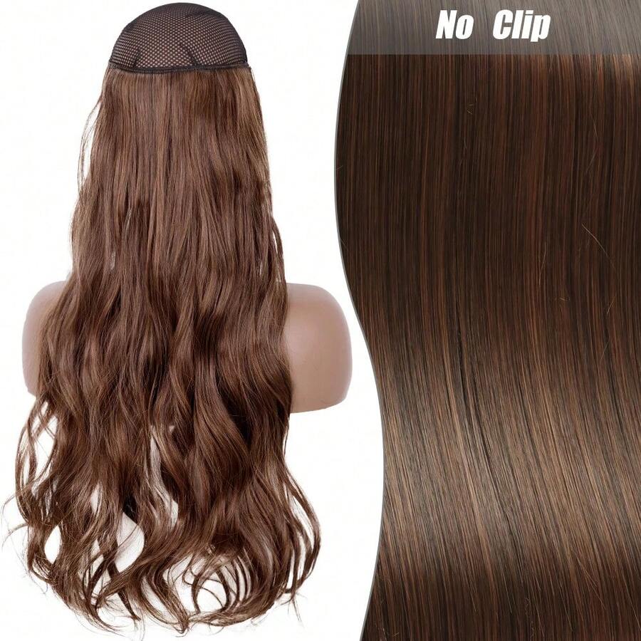 Clip-In Natural Hair Extension, Long Straight Synthetic Hairpiece, Blonde, Black, Mixed Color, Fake Hairpiece For Women HKQE - Mustard Yellow - View 1