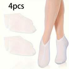4双装保湿袜，夜间足部护理SPA袜，加湿滋养袜，男女通用美肤保湿袜，白色 - 白色 - 查看 6