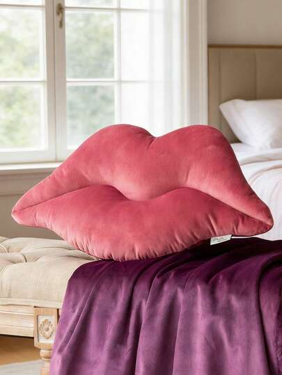 1pc Lip-Shaped Throw Pillow, Soft Plush Material, Cute New Red Color, Plush Decorative Cushion For Bedroom, Living Room, Home Decor, Gift For Her, Daily Gathering, Wedding, Easter
