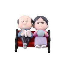 Miniature Desk Ornaments Old Couple Statue For Wedding Party Cake Topper Gardening Landscape Decor - 2pcs - Xem 2