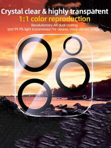 2 piezas de película protectora de vidrio templado para lente de cámara compatible con iPhone 17/17Pro Max/17 Pro/16 Pro Max/16/15/14/13/12/11/Pro/Promax/Plus/Mini Series - transparente - Ver 5
