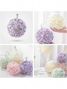2pcs/Set Multi-Color Mesh Bath Sponge, Soft Bathing Ball, Lace Sphere Bath Sponge, Soft Shower Loofah, Exfoliating Body Scrubber, Bath Sponge, Shower Loofah, Large Mesh Ball For Exfoliating And Skincare, Bathroom Accessories - Multicolor - View 3