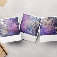 12/24pcs Gold Butterfly & Purple Floral Stickers, 15.2*15.2cm, Acid-Free Woodfree Handmade Paper, DIY Scrapbooking Gift Wrapping Decor, Home Living Room Wall Decor, Butterfly Theme Decorative Paper - Purple Memories - View 8