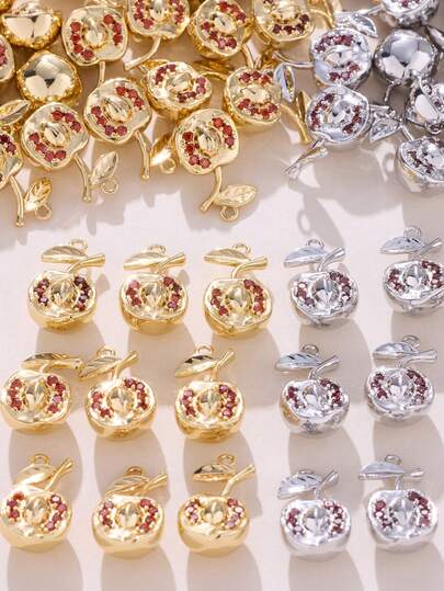 1pc, 3pcs, DIY Handmade Jewelry, Fruit Pendant, Micro-Inlaid Zirconia, Copper Plated, 18K Gold Plated, Gold Plated And Silver Plated, Customizable Jewelry Accessories, Decorations