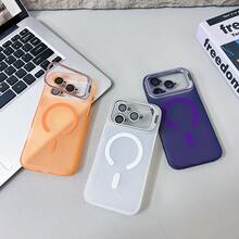 [Lens Bracket With Film] Energetic Shell + Woven Lanyard, Skin-Friendly Matte Finish, Invisible Foldable Metal Bracket, Electroplated Drip Oil, Matching Eagle Eye, Magnetic Charging Phone Case Suitable For IPhone 17 PROMAX/16/15/14/13/12/11 - Violet Purple - View 5