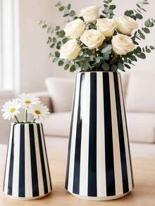 1个简约欧式黑白条纹花瓶，适用于客厅电视柜和餐厅橱柜。 - 花瓶 - 查看 1