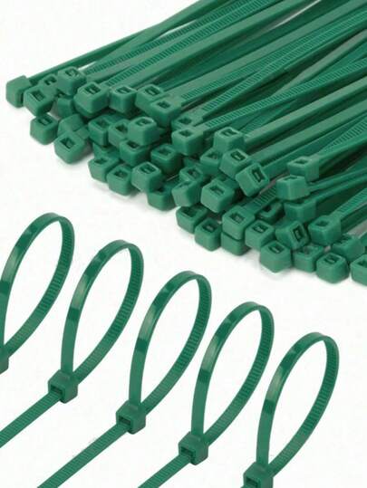100pcs Green Self-Locking Zip Ties, Heat-Resistant Home Installation Fasteners, Suitable For Home Decor, Gardening, Zipper Cords, Plastic Wrapping, Plant Fixing, Portable Garden Electrical Wires, Yard And Lawn Care, Binding Cables And Wires, Repair Straps