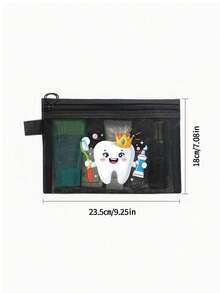 Cartoon Tooth Pattern Storage Bag, Mesh Portable Cosmetic Bag, Cute Toothbrush "Dental Care" Letter Print Makeup Bag, Travel Makeup Organizer; Essential For Vacation Swimwear Storage; Ideal Gift For Girlfriend; Foldable Lightweight Cosmetic Bag, Suitable For Business Trip And Carry-On Luggage. Must-Have For Summer Music Festivals. Suitable For Birthday, Back To School, Graduation Gifts, Travel Accessories - Multicolor - View 11