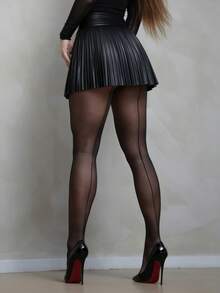 1 Pair Women's Fashionable Vertical Striped Tights Christmas Gift - Multicolor - View 1