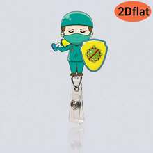 2D Cartoon Retractable Easy Clip, Grim Reaper Unicorn Cat ID Badge Holder, Nurse Doctor Teacher Work Badge Lanyard - One Size Fits All - View 13