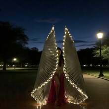 Alas de mariposa LED brillantes para adultos, alas de danza del vientre brillantes de colores, accesorio de disfraz para actuaciones en el escenario, adecuado para raves, festivales, discotecas y fiestas - Alas brillantes con tenedores - Ver 6