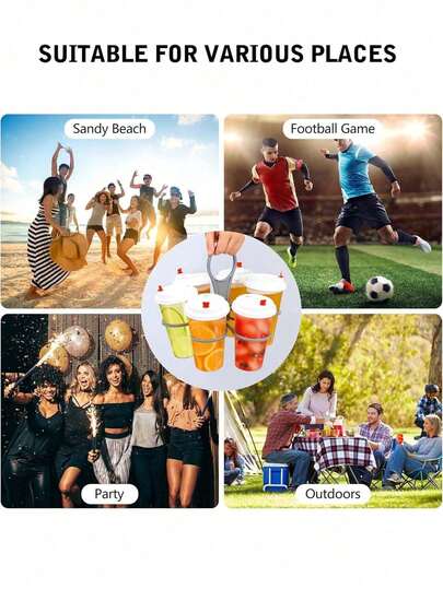 1/2/3 piezas Portavasos plegable de 6 ranuras, Estante plegable para tazas, Organizador giratorio de bebidas de 6 ranuras, Bandeja para bebidas de plástico ligera y resistente, Adecuado para fiestas, barbacoas, campamentos, picnics y actividades al aire libre, Puede sostener café, vino, cócteles, Ideal para almacenamiento de bebidas de camping y accesorio práctico para fiestas, Con asa de fácil agarre, Gran regalo para Halloween, San Valentín, Navidad, Acción de Gracias