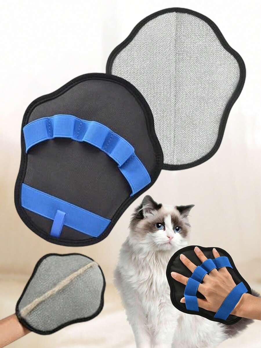 静电宠物去毛手套，双面去毛刷，宠物猫毛去除刷，有效减少毛发粘附，柔软材质，按摩的同时去除毛发，适合春季大扫除和日常宠物护理，可用于地毯、床上用品、衣物等，宠物美容手套 | 宠物爱好者礼物 | 静电宠物去毛刷