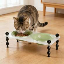 2个装陶瓷宠物碗，带稳固亚克力支架，小巧可爱，高温烧制陶瓷，易于清洁，猫狗适用。 - 180毫升 - 查看 9