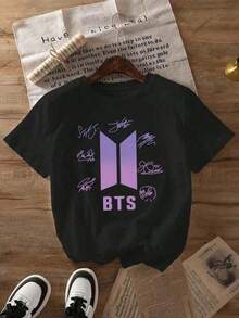 ropa casual 2026 Ropa de verano, camisetas negras con estampado para mujer de primavera y verano, camisetas casuales y lindas con estampado de personajes de dibujos animados y lemas para chicas, ropa para viajes a parques temáticos, elegante y decente, para viajes y turismo, camisetas de manga corta de moda con cuello redondo, holgadas y cómodas, camisetas de verano bohemias, blusas para mujer>camisa - Negro - Ver 1