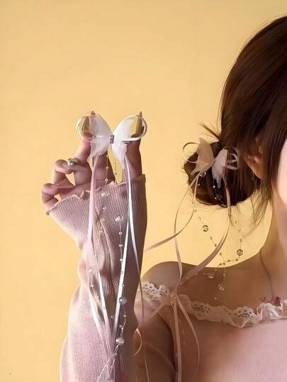 2pcs/Set Pink Mesh Bow Hair Clips, 3D Butterfly Design + Ombre Mesh - Suitable For Women And Girls, Fit For Daily, Date, Outing, School And More