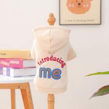 1pc Pet Clothes, Cute Hoodie Sweatshirt For Small Dogs & Cats - Beige - View 11