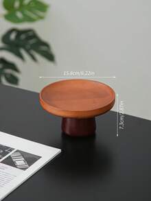 1pc Bamboo Cake Stand With Wooden Base, Dessert Display Plate, Multifunctional Fruit Tray, Suitable For Dining Table Decor, Home And Kitchen Serving Platter, Ramadan Use - Maroon - View 14