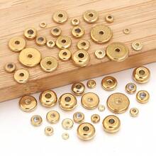 20pcs/Pack Stainless Steel Flat Wheel Beads, Jewelry Making Spacer Beads, Minimalist Bracelet Necklace Accessories, DIY Jewelry Making Spacer Beads - Gold - View 5
