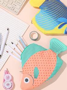 1 PC Creative Deep Sea Fish Pencil Case | Large Capacity Cartoon Animal Stationery Box, Back-To-School Supplies, Multi-Functional Organizer Bag, Study Essentials, Animal Theme, Playful Organizer, Durable Fabric, Highquality Case, Multifunctional Case, Stationery Pouch, Creative Professionals, Office Workers - Multicolor - View 6