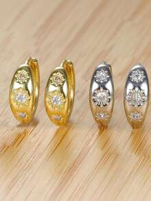 ESBERRY 1 Pair 925 Sterling Silver Elegant Sunflower Zirconia Earrings, Jewelry Gift For Women, Birthday Gift, Party Gift - Sun Earrings - View 7