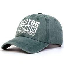 1顶男士“牧师警告：你的一言一行都可能被用于布道”字母印花水洗棒球帽，可调节，防晒，适合春秋季郊游、旅行、海滩、派对等休闲场合。 - 多色 - 查看 11