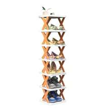 1pc 9/6/3 Tier Vertical Shoe Rack, Space-Saving Narrow Shoe Organizer, Small Shoe Rack DIY Freestanding, Suitable For Entryway Closet Hallway, Easy Assembly, Stable Structure, Black & White Plastic Material - Multicolor - View 5