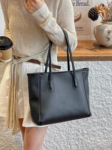 Classic Large-Capacity Premium Style Daily Retro Look Fresh And Simple, Versatile. 2026 New Style Fashionable Ladies Shoulder Bag. - Black - View 4