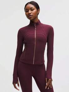 Lululemon Define Cropped Jacket Burgundy Bay Rose Gold-For Yoga Gym Running-Sweat-Yoga-All Seasons Sport-Spring/Summer-Autumn/Winter-Back To School - Burgundy Bay Rose Gold Rose Gold - 查看 1