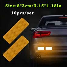 10 unids/set de pegatinas de tira de  reflectantes para parachoques de coche, pegatina reflectante para coche, cinta de  de advertencia reflectante HBZI - A - Ver 10