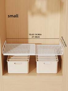 伸缩式衣柜收纳架 - 节省空间的垂直储物架，高度可调节的垂直置物架，适用于衣物、鞋子和橱柜 - 安装简便，是衣柜整理、家居收纳的理想之选，简约设计，结构坚固，家用收纳，带置物架垫 - 查看 17