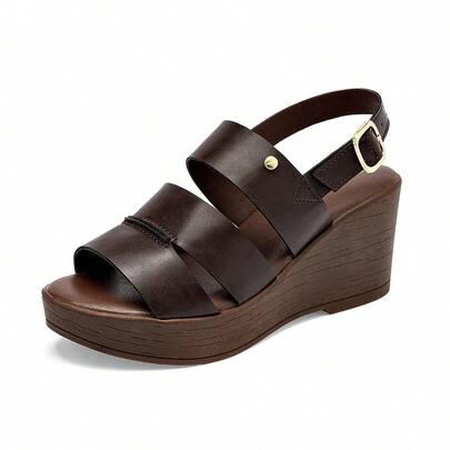 Pakar Zapaterias Tristanni shoes Sandalia cuña cafe para Mujer