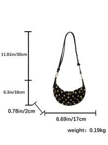 Dedoo 2025 New Fashion Rivet Decor Dumpling Bag, Korean Version Small Clown Casual Matte Unique Shoulder Crossbody Bag, Retro Style Suitable For Commuting, Daily Shopping And Practical Use - Black - View 6