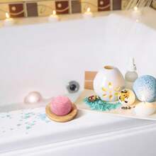 2 khay đựng xà phòng tròn bằng tre có lỗ thoát nước, thích hợp cho phòng tắm và vòi sen, vật dụng thiết yếu cho phòng tắm | Chất liệu tre tự nhiên | Giá đựng xà phòng bền, khay đựng xà phòng bằng tre - A - Xem 6