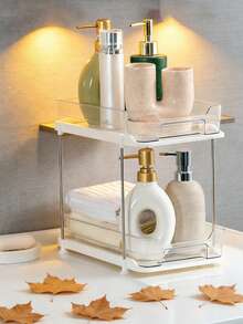 1 hộp đựng mỹ phẩm trong suốt, dung tích lớn, di động, dùng để dưới tủ/bồn rửa, giá đựng đa năng để bàn, hộp đựng đồ trang điểm trong suốt, hộp đựng và sắp xếp đồ trang điểm, hộp dụng cụ phòng tắm, dùng cho bàn trang điểm, bàn làm việc, trang trí phòng, quà tặng trang trí nhà cửa - Nhiều màu - Xem 2