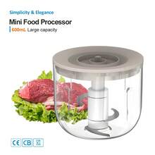 Wireless Electric Food Processor, 600ML Electric Food Chopper For Meat, Onions, Vegetables, Garlic, Complementary Food, Meat Chopper Blender - Orange - View 3