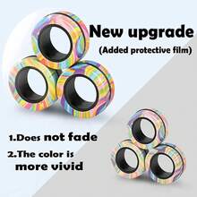 Anillos magnéticos Fidget Toy Set Adult Fidget Magnets Spinner Rings Fidget Pack Gran regalo para adultos Adolescentes Niños (3PCS) SSZH - Negro - Ver 5