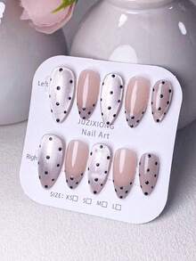 10片手工假指甲，美甲装饰，仿真指甲，短指甲，夏季美甲，亚克力美甲贴纸，Y2K风格，银色，黑色，粉色，波点，猫眼闪粉美甲，简约优雅设计，适合女性日常佩戴和派对场合 - 銀色 - 查看 12