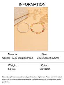 2 pièces Bracelet de cheville double couche à perles de marguerites colorées et fausses perles, chaîne de pied polyvalente pour le port quotidien des enfants. L'ordre des couleurs de la chaîne de marguerites faite à la main est aléatoire. - Multicolore - Voir 5