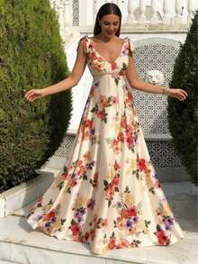 SUNSTORY 女士优雅修身飘逸连衣裙，适合度假、约会、派对、艺术展、海滩、郊游、音乐节、花园、下午茶、复活节派对、毕业典礼、晚宴等场合。 - 橘色 - 查看 1