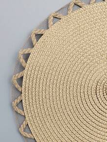 15-Inch Round Woven Bohemian Style Placemat, Pot Pad, Heat-Resistant Dining Table Mat, Suitable For Kitchen And Dining Room, Can Be Used As Wedding Tablecloth, Wedding Decor, Home Decor, Room Decor, Suitable For Wedding Party, Birthday Party, Family Gathering, Restaurant Decor, Room Decor - Multicolor - View 6
